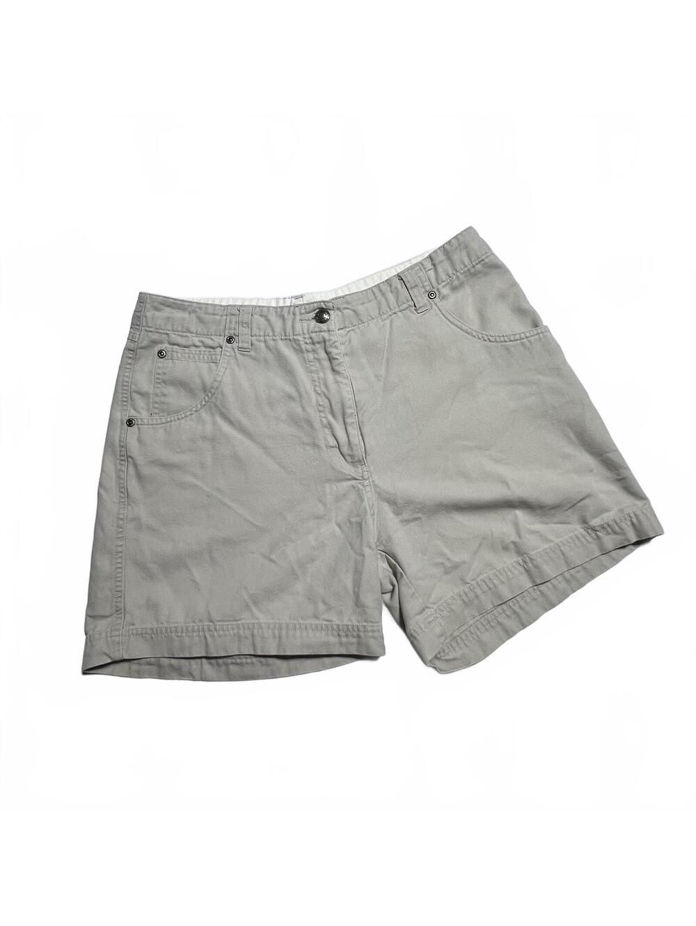 Vintage Woolrich Shorts Women's 10 Stone Light Grey Cotton Chino Flat Front
